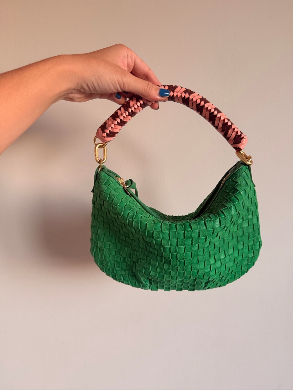 Clare V Braided Top Handle in Rose Clay / Mulberry
